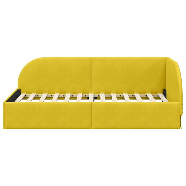 Grote foto vidaxl hoekbedframe met hoofdeinde geel 100 x 200 cm fluweel antiek en kunst stoelen en banken