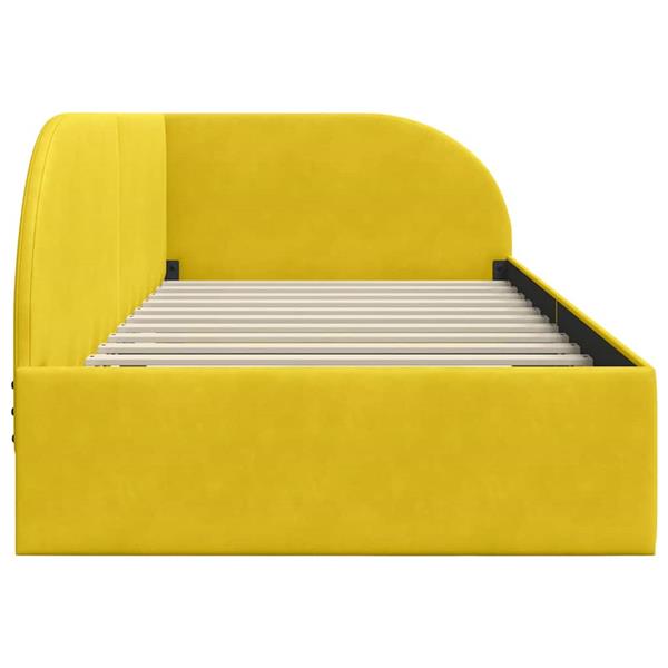 Grote foto vidaxl hoekbedframe met hoofdeinde geel 100 x 200 cm fluweel antiek en kunst stoelen en banken