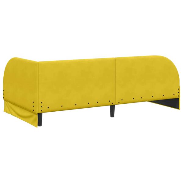 Grote foto vidaxl hoekbedframe met hoofdeinde geel 100 x 200 cm fluweel antiek en kunst stoelen en banken