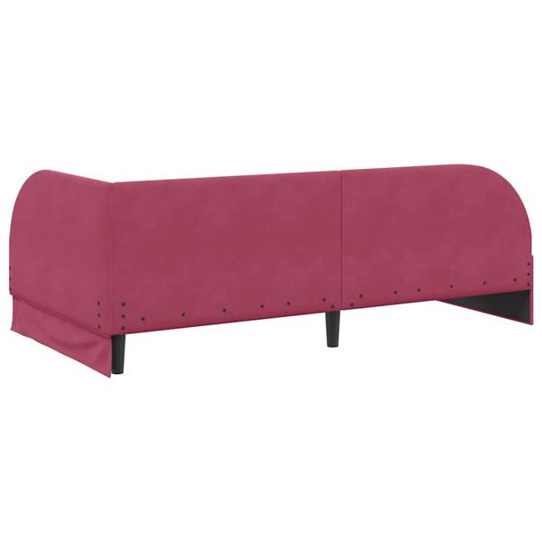 Grote foto vidaxl hoekbedframe met hoofdeinde wijnrood 100 x 200 cm fluweel antiek en kunst stoelen en banken