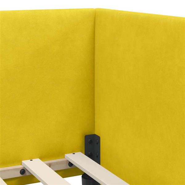 Grote foto vidaxl hoekbedframe met hoofdeinde geel 90 x 190 cm fluweel antiek en kunst stoelen en banken