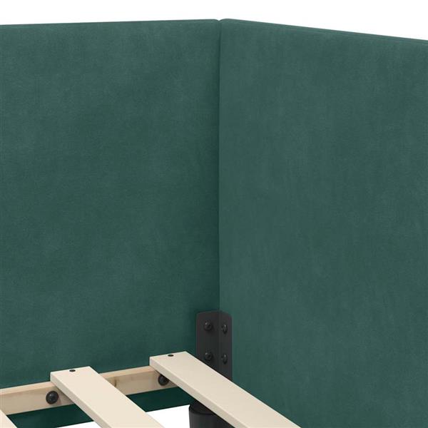 Grote foto vidaxl hoekbedframe met hoofdeinde donkergroen 90 x 190 cm fluweel antiek en kunst stoelen en banken
