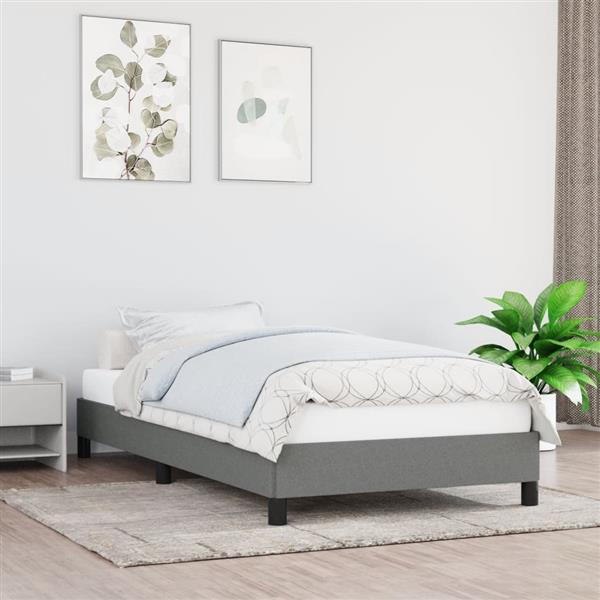 Grote foto vidaxl bedframe zonder matras 90x200 cm stof donkergrijs antiek en kunst stoelen en banken