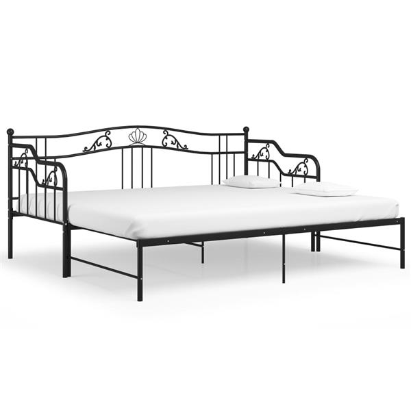 Grote foto vidaxl slaapbank uittrekbaar metaal zwart 90x200 cm antiek en kunst stoelen en banken