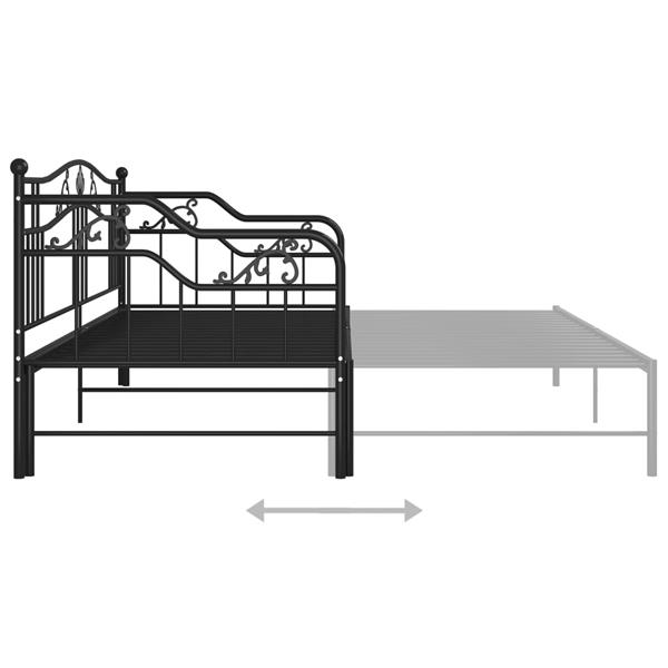 Grote foto vidaxl slaapbank uittrekbaar metaal zwart 90x200 cm antiek en kunst stoelen en banken