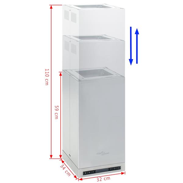 Grote foto vidaxl eilandafzuigkap lcd scherm sensor 756 m u led witgoed en apparatuur keukenmachines