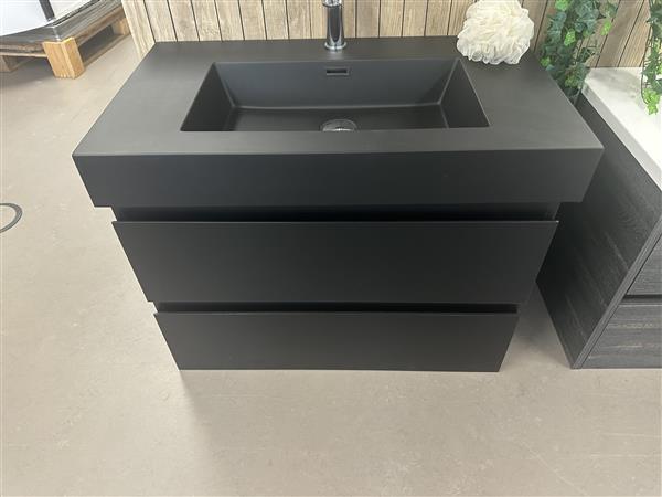 Grote foto badmeubel 80x46 mat zwart softclose greeploos huis en inrichting badkamermeubels