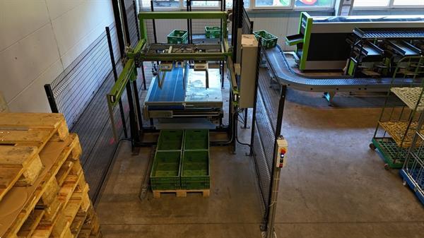 Grote foto greefa combisort fruit en appelsorteermachine 2 lijnen met waterdumper automatische dozenvullers e agrarisch tuinbouw