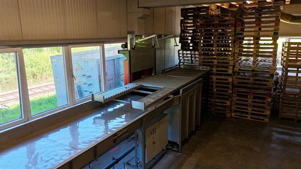 Grote foto greefa combisort fruit en appelsorteermachine 2 lijnen met waterdumper automatische dozenvullers e agrarisch tuinbouw