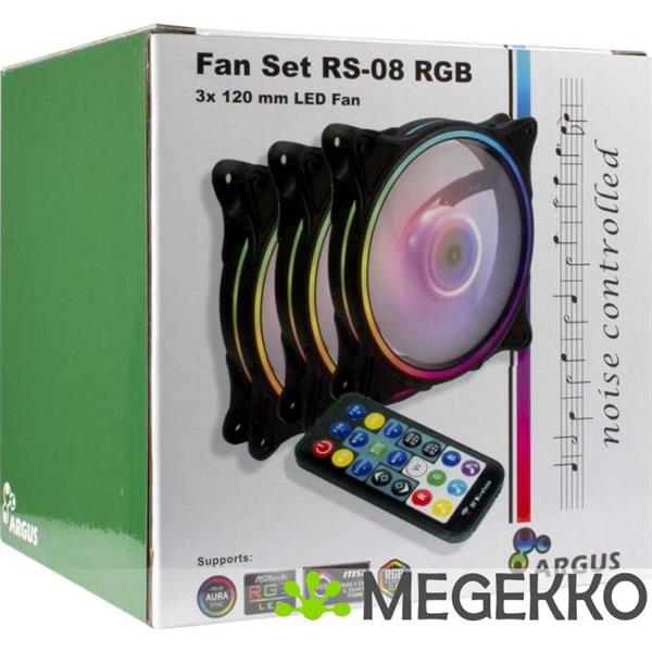 Grote foto inter tech argus rs 08 computer behuizing ventilator 12 cm zwart wit 3 stuk s computers en software overige computers en software