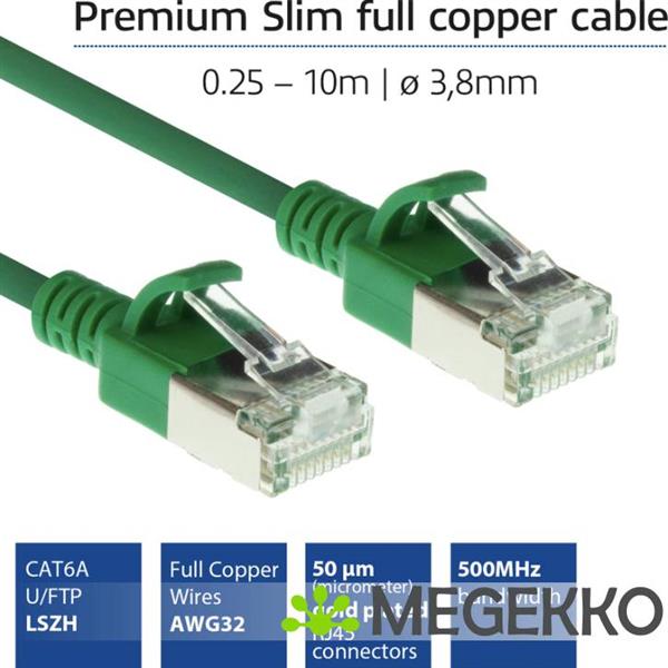 Grote foto act groene 5 meter lszh u ftp cat6a datacenter slimline patchkabel snagless met rj45 connectoren computers en software netwerkkaarten routers en switches