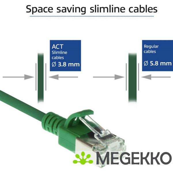 Grote foto act groene 5 meter lszh u ftp cat6a datacenter slimline patchkabel snagless met rj45 connectoren computers en software netwerkkaarten routers en switches