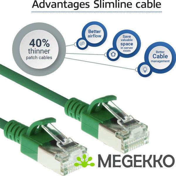 Grote foto act groene 5 meter lszh u ftp cat6a datacenter slimline patchkabel snagless met rj45 connectoren computers en software netwerkkaarten routers en switches