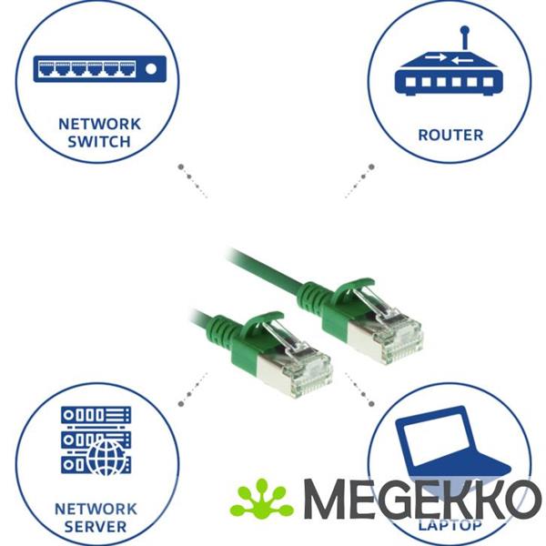 Grote foto act groene 5 meter lszh u ftp cat6a datacenter slimline patchkabel snagless met rj45 connectoren computers en software netwerkkaarten routers en switches