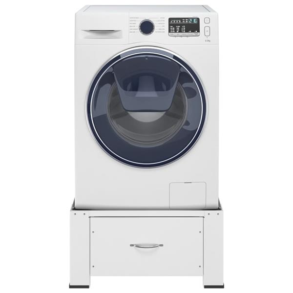 Grote foto vidaxl wasmachineverhoger met lade wit witgoed en apparatuur wasmachines