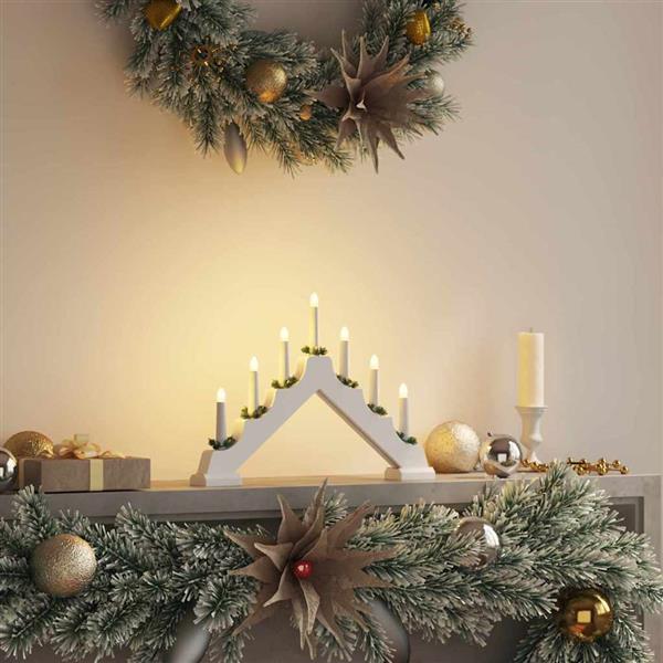 Grote foto vidaxl kerst kaars brug wit 39.5 x 5 x 29 cm massief grenenhout diversen overige diversen