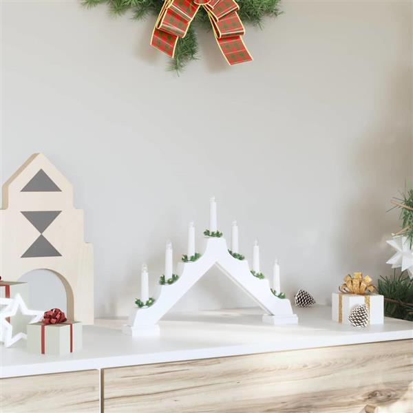 Grote foto vidaxl kerst kaars brug wit 39.5 x 5 x 29 cm massief grenenhout diversen overige diversen
