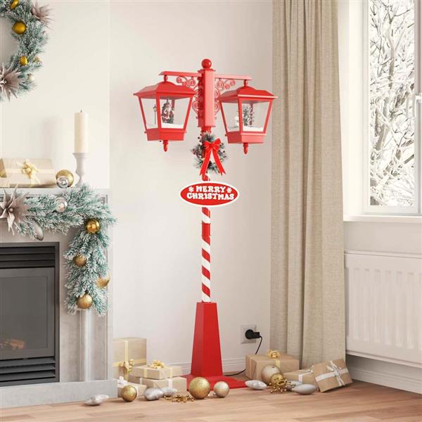 Grote foto vidaxl kerststraatlamp met 2 lantaarns rood 40 5 x 80 x 188 cm diversen overige diversen