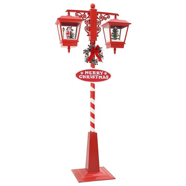 Grote foto vidaxl kerststraatlamp met 2 lantaarns rood 40 5 x 80 x 188 cm diversen overige diversen