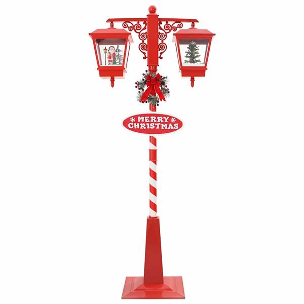 Grote foto vidaxl kerststraatlamp met 2 lantaarns rood 40 5 x 80 x 188 cm diversen overige diversen