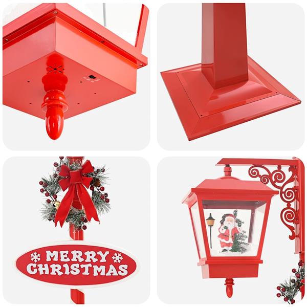 Grote foto vidaxl kerststraatlamp met 2 lantaarns rood 40 5 x 80 x 188 cm diversen overige diversen