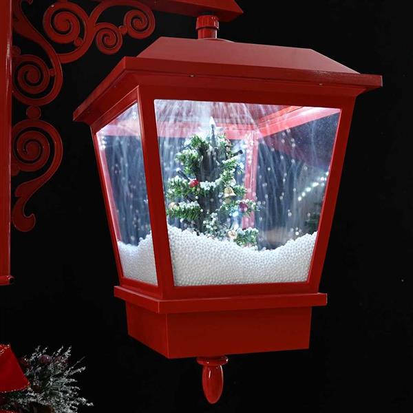 Grote foto vidaxl kerststraatlamp met 2 lantaarns rood 40 5 x 80 x 188 cm diversen overige diversen