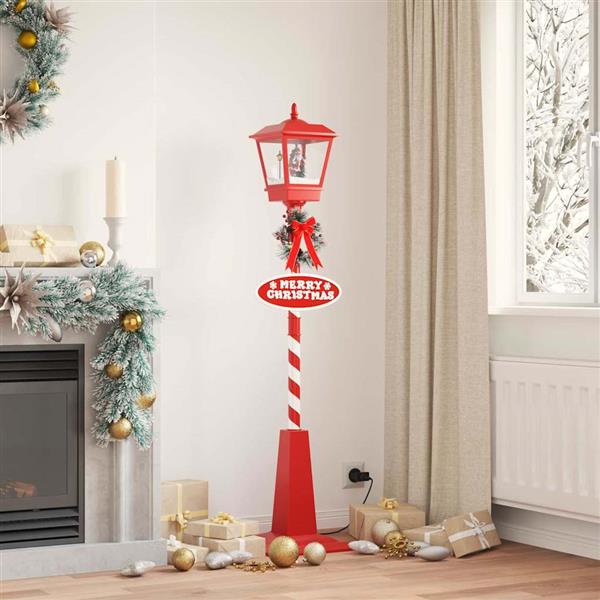 Grote foto vidaxl kerststraatlamp met lantaarn rood 40 5x40 5x180cm kunststof diversen overige diversen