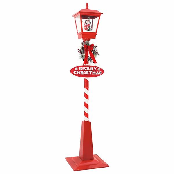 Grote foto vidaxl kerststraatlamp met lantaarn rood 40 5x40 5x180cm kunststof diversen overige diversen