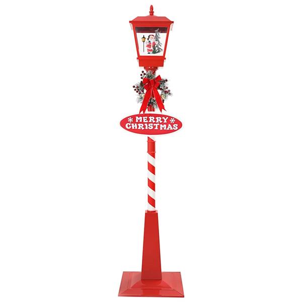 Grote foto vidaxl kerststraatlamp met lantaarn rood 40 5x40 5x180cm kunststof diversen overige diversen