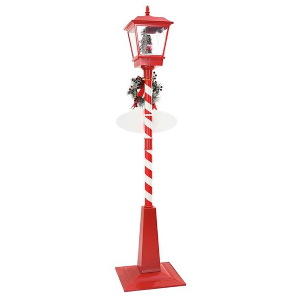 Grote foto vidaxl kerststraatlamp met lantaarn rood 40 5x40 5x180cm kunststof diversen overige diversen