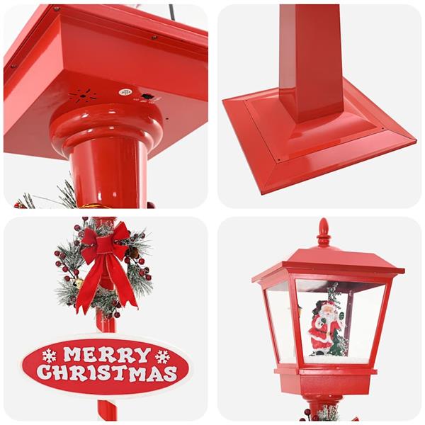 Grote foto vidaxl kerststraatlamp met lantaarn rood 40 5x40 5x180cm kunststof diversen overige diversen