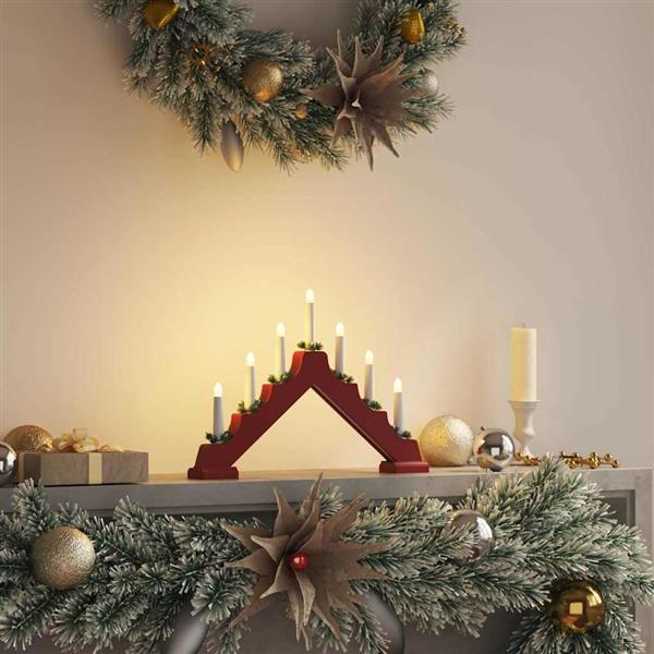 Grote foto vidaxl kerst kaars brug rood 39.5 x 5 x 29 cm massief grenenhout diversen overige diversen