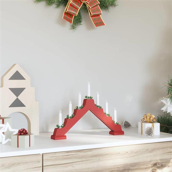 Grote foto vidaxl kerst kaars brug rood 39.5 x 5 x 29 cm massief grenenhout diversen overige diversen