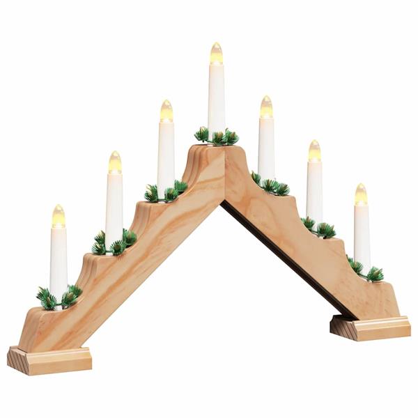 Grote foto vidaxl kerst kaars brug met 7 led 3 pcs bruin 39.5 x 5 x 29 cm diversen overige diversen