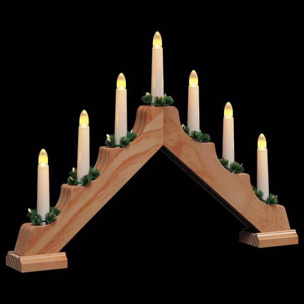 Grote foto vidaxl kerst kaars brug met 7 led 3 pcs bruin 39.5 x 5 x 29 cm diversen overige diversen
