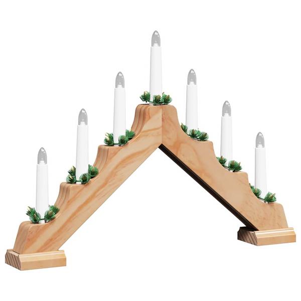 Grote foto vidaxl kerst kaars brug met 7 led 3 pcs bruin 39.5 x 5 x 29 cm diversen overige diversen
