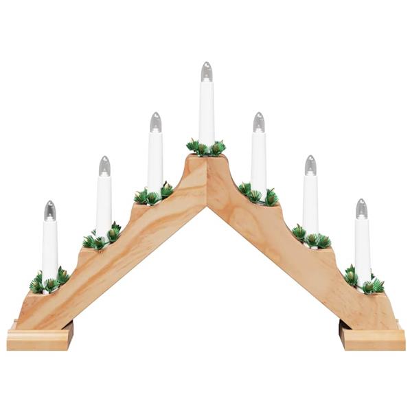 Grote foto vidaxl kerst kaars brug met 7 led 3 pcs bruin 39.5 x 5 x 29 cm diversen overige diversen