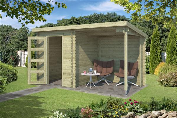 Grote foto blokhut met overkapping jelle 370x175 vuren tuin en terras tuinhuisjes en blokhutten