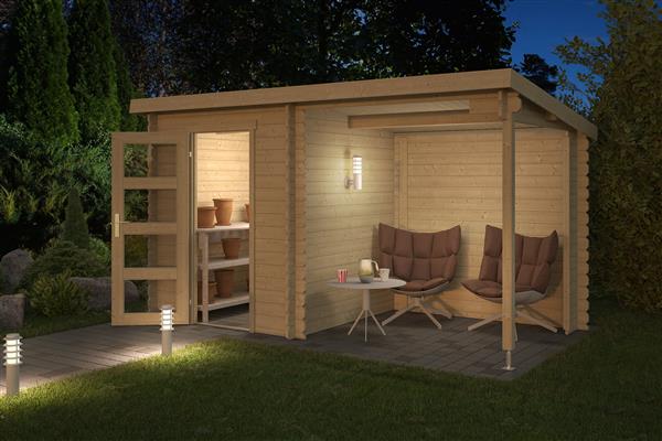 Grote foto blokhut met overkapping jelle 370x175 vuren tuin en terras tuinhuisjes en blokhutten