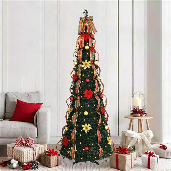 Grote foto vidaxl kunstkerstboom met 200 led met standaard groen 210 cm pvc diversen overige diversen