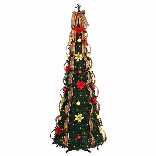 Grote foto vidaxl kunstkerstboom met 200 led met standaard groen 210 cm pvc diversen overige diversen