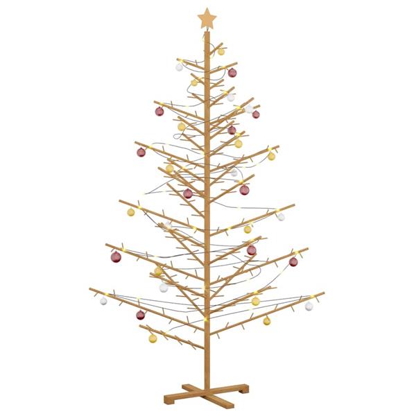 Grote foto vidaxl houten kerstboom met standaard bruin 210 cm massief grenenhout diversen overige diversen