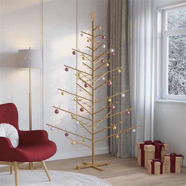 Grote foto vidaxl houten kerstboom met standaard bruin 210 cm massief grenenhout diversen overige diversen