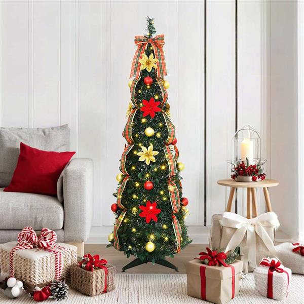 Grote foto vidaxl kunstkerstboom met 100 led met standaard groen 150 cm pvc diversen overige diversen