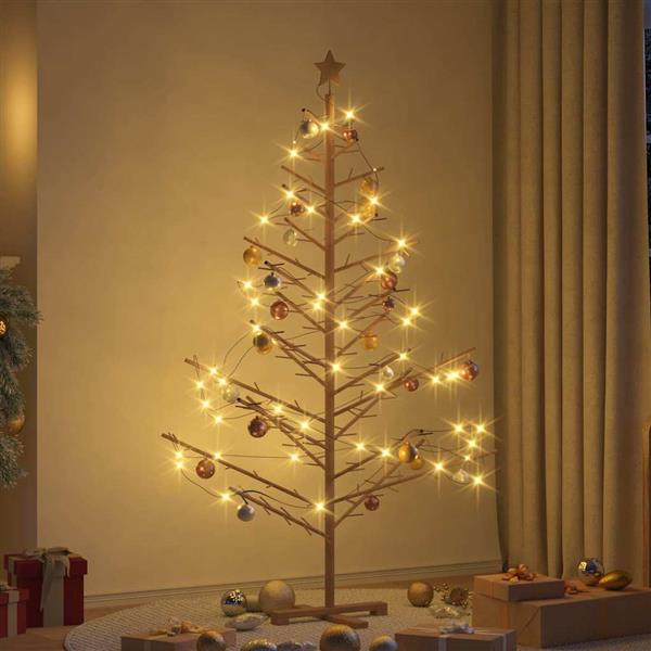Grote foto vidaxl houten kerstboom met standaard bruin 180 cm massief grenenhout diversen overige diversen