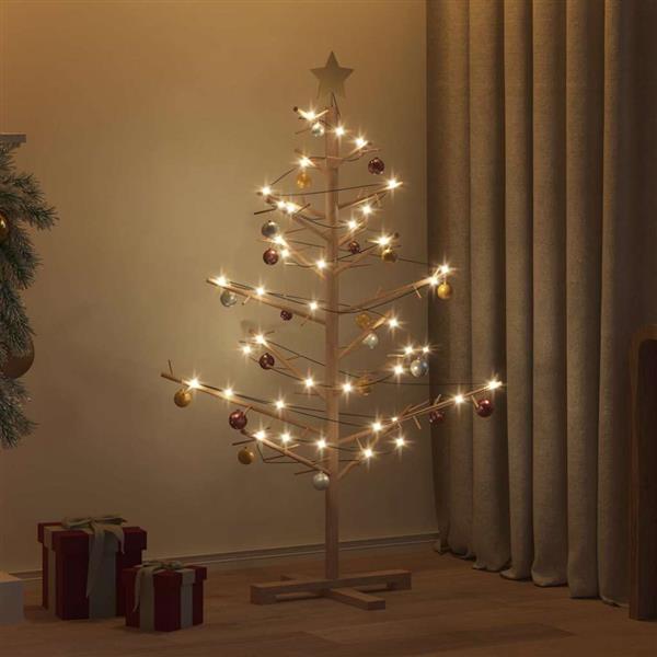 Grote foto vidaxl houten kerstboom met standaard bruin 125 cm massief grenenhout diversen overige diversen