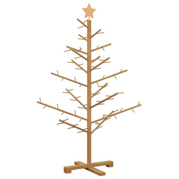 Grote foto vidaxl houten kerstboom met standaard bruin 125 cm massief grenenhout diversen overige diversen