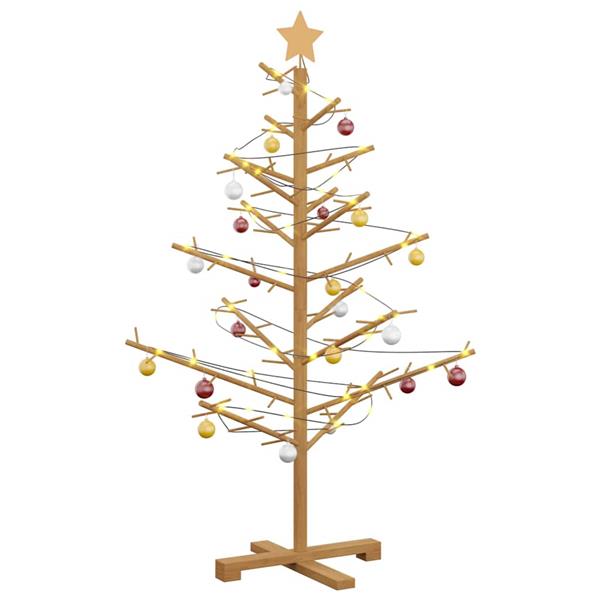 Grote foto vidaxl houten kerstboom met standaard bruin 125 cm massief grenenhout diversen overige diversen