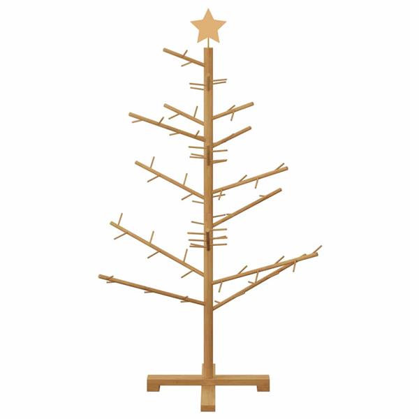 Grote foto vidaxl houten kerstboom met standaard bruin 125 cm massief grenenhout diversen overige diversen