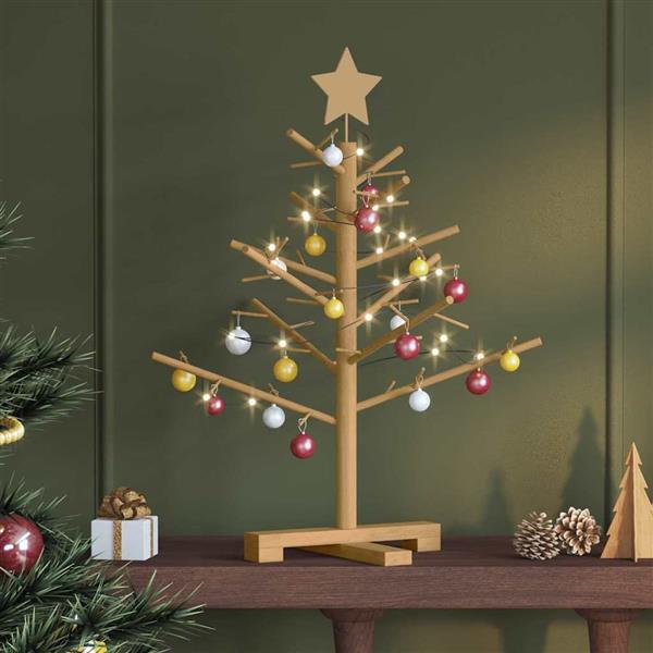 Grote foto vidaxl houten kerstboom met standaard bruin 75 cm massief grenenhout diversen overige diversen